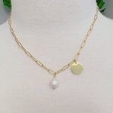 Pearl And Disc Chain Necklace