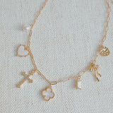 Cross Clover Multi Charm Necklace