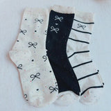 Unique Mix Of Bows Socks Set Of 3