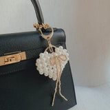 Pearl Knit Heart Beaded Bow Bag Charm