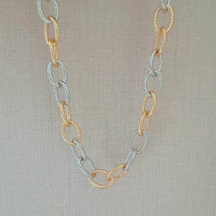 Every Two Links Gold And Silver Chain Necklace