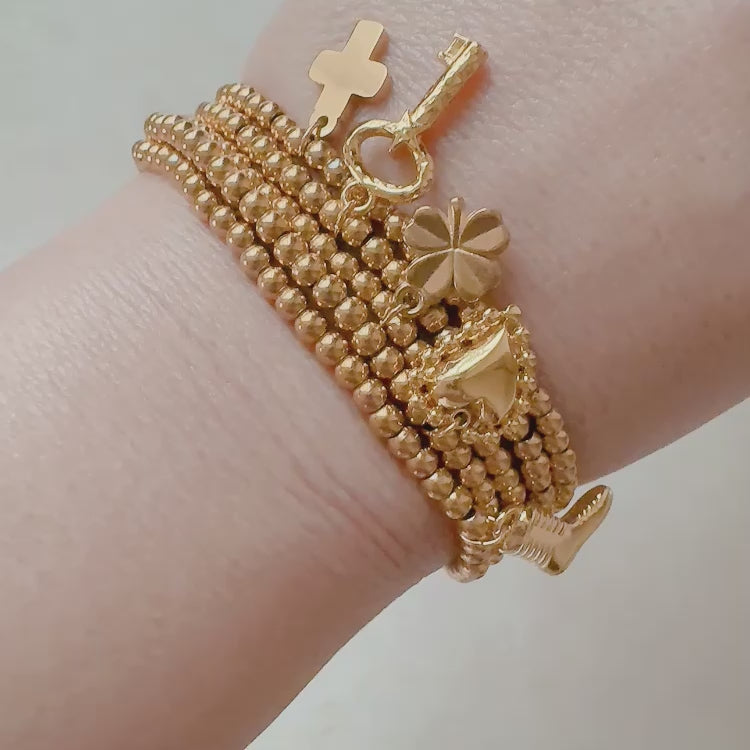 Golden Ball Single Charm Stretch Bracelet