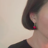 Fresh Cut Strawberry Dangle Huggie Earrings