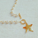 Molten Star Pearl Chain Necklace