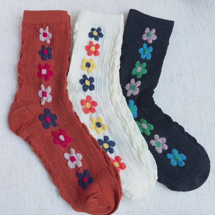 Side Garden Flower Socks Set Of 3