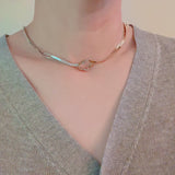 Knotted Two Tone Herringbone Chain Necklace