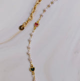 Collier chaîne de perles précieuses mini cœur