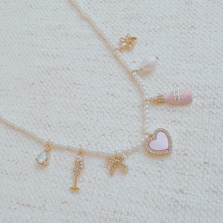 Pink Wink Celebration Multi Charm Necklace