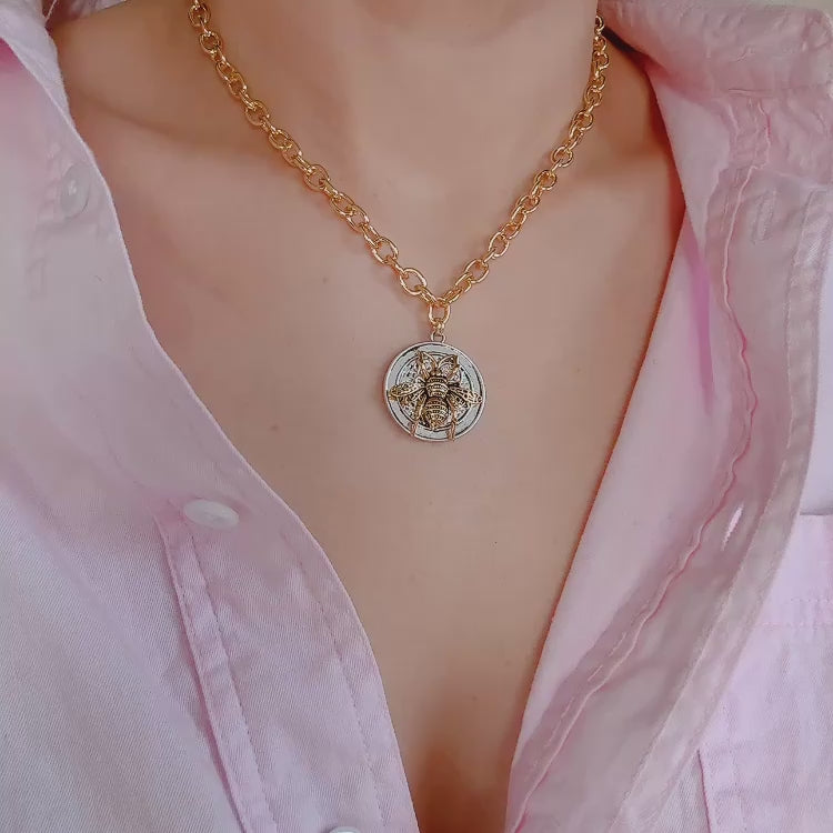 Bold And Antique Bee Chain Necklace