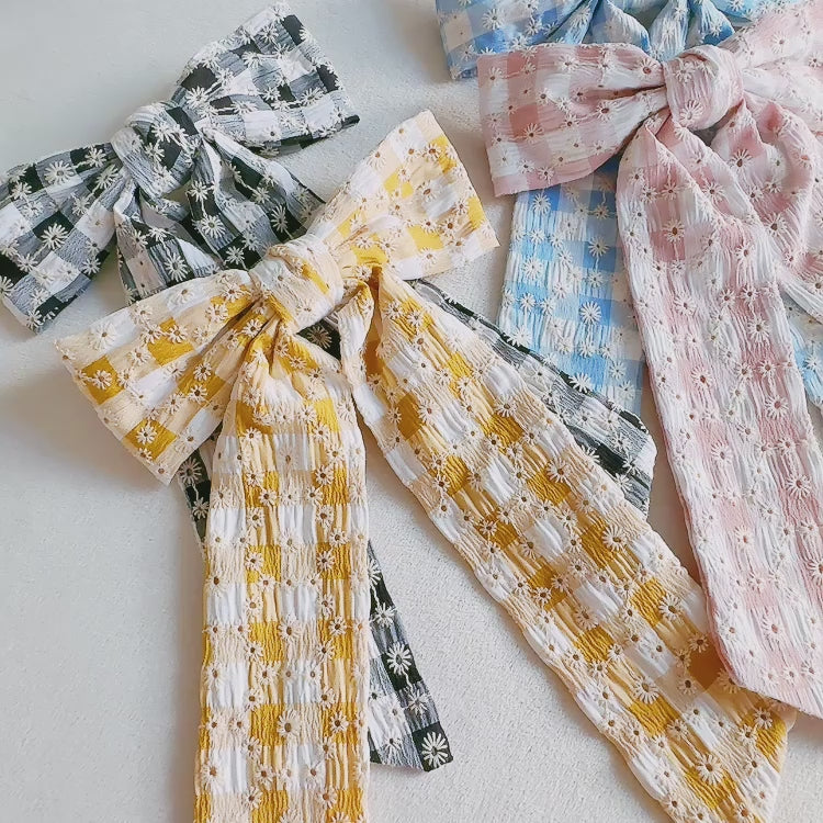 Daisy-Picnic-Gingham-Bow-Hair-Clip