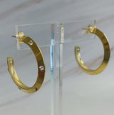 Jewel Studded Dimensional Hoop Earrings