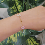 Pearl And Glass Bead Flower Bracelet