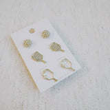 Pickle Ball Stud Earrings Set Of 3