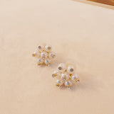 Pearl Blooming Stud Clip On Earrings