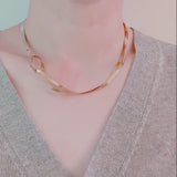 Knotted Two Tone Herringbone Chain Necklace