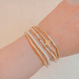 Pearl And Beads Stretch Bracelet Set Of 5