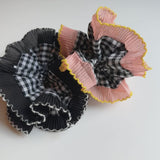 Pleats Frilled Gingham Hair Scrunch