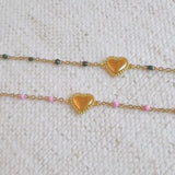 Dainty Color Dots Chain Heart Bracelet