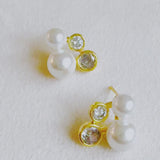 Pearl And Diamond Stud Earrings