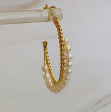 Pearl And Gold Blended Hoop Earring