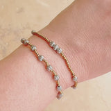 Two Toned Beads Stretch Bracelet Set Of 2