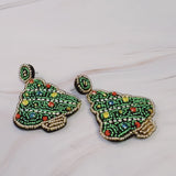 Beaded Holiday Tree Earrings