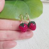 Fresh Cut Strawberry Dangle Huggie Earrings