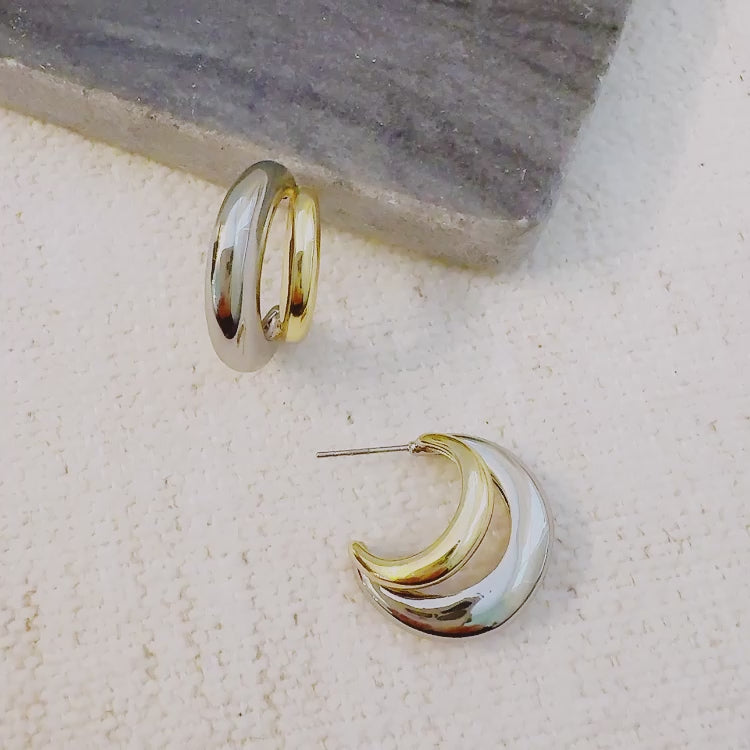 Two-Toned-Paired-Hoop-Earrings