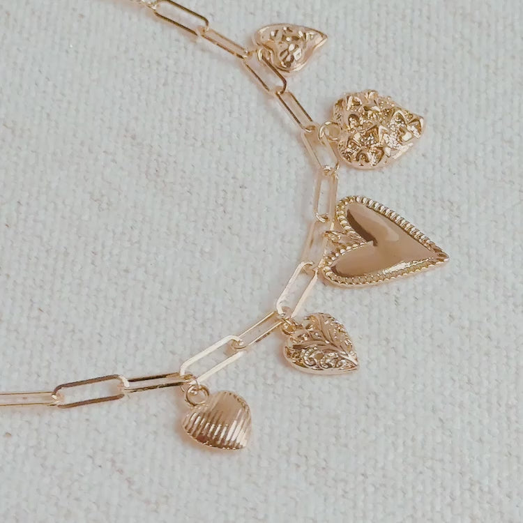 Five Hearts Charm Bracelet