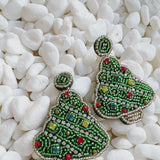 Beaded Holiday Tree Earrings