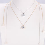 1 Carat Solitaire Diamond Adjustable Necklace - White Gold Plated Sterling silver