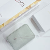 1 Carat Solitaire Diamond Adjustable Necklace - White Gold Plated Sterling silver