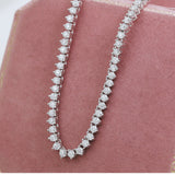 Classic 3-Prong Moissanite Tennis Necklace - Gold Plated Sterling Silver