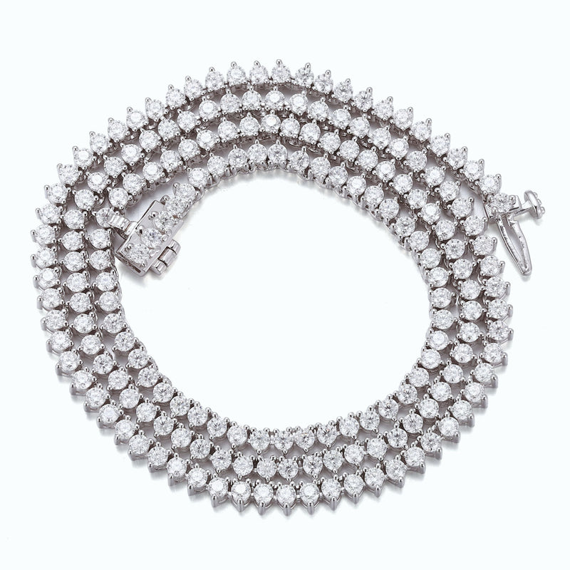 Classic 3-Prong Moissanite Tennis Necklace - Gold Plated Sterling Silver