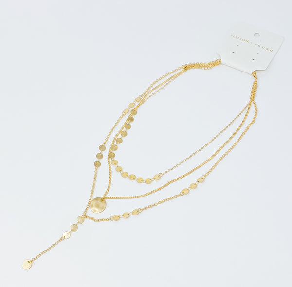 Disc Drop Layered Necklace