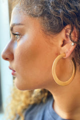 Alma Thick Flattened Metal Hoop Earrings, Gold