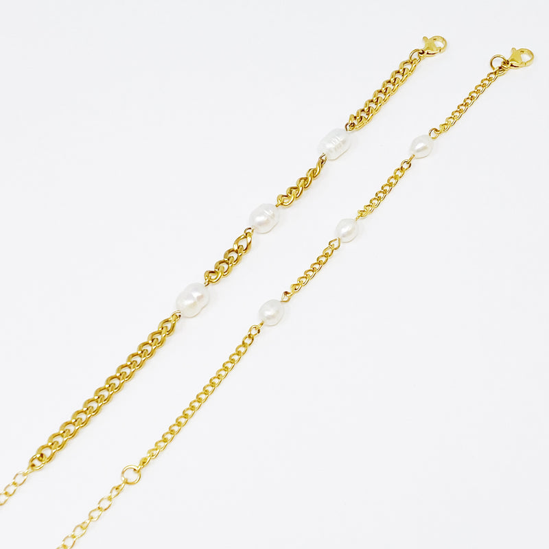 Freshwater Pearls On Chain Bracelet