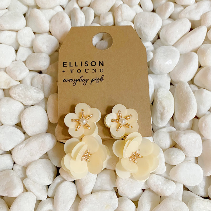 Sequin Double Bloom Flower Earrings