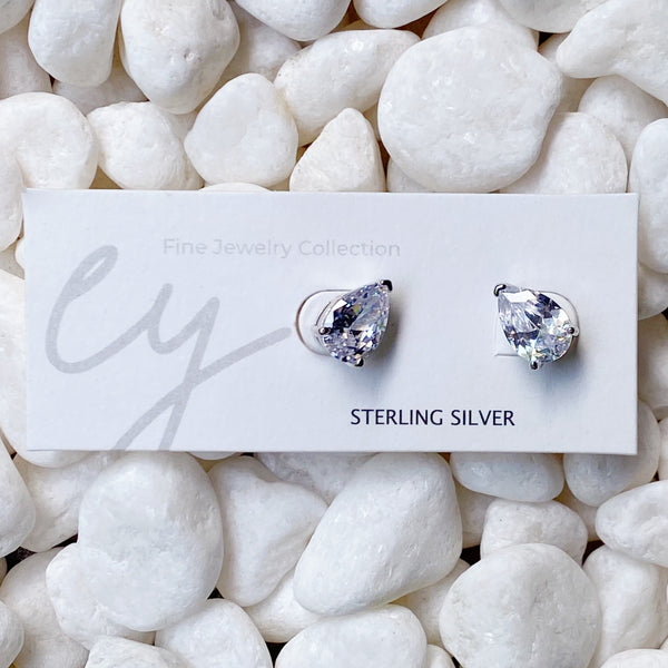 Luxe Teardrop Sterling Silver Stud Earrings