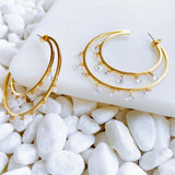 Doubled Hoop Crystal Dangle Earrings