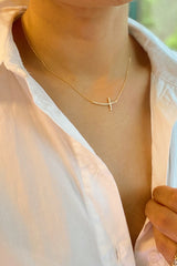 Shiny Side Cross Necklace