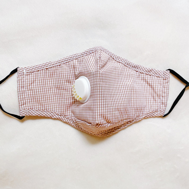 Gingham Fabric Mask in Beige