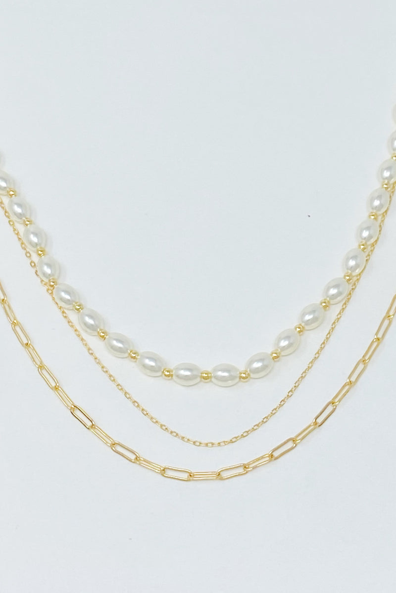 Layered Pearl And Chain Necklace