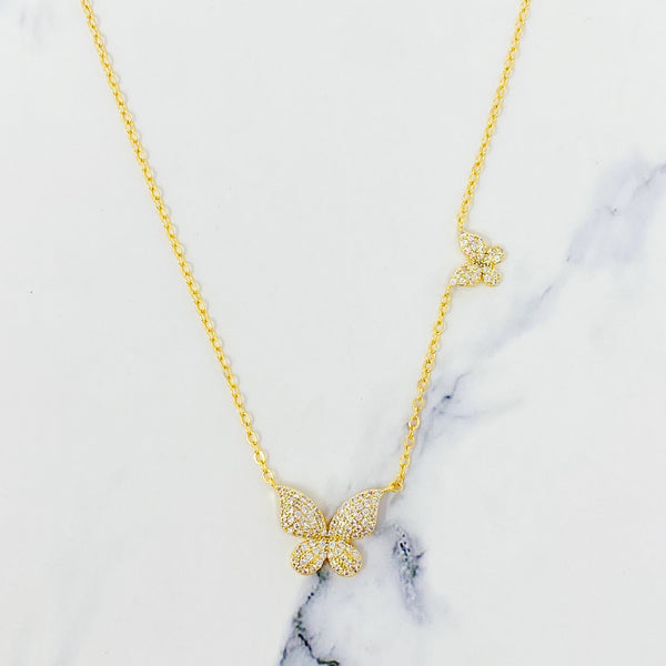 Collier papillon double brillance