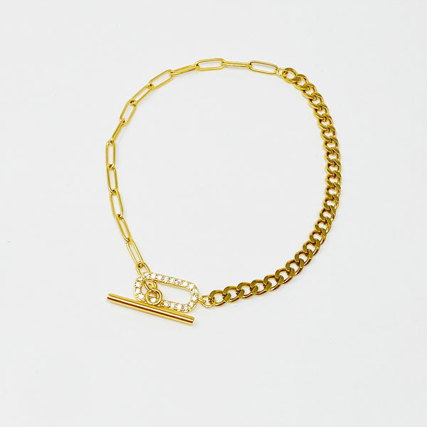 Mixed Chain Glam Toggle Anklet