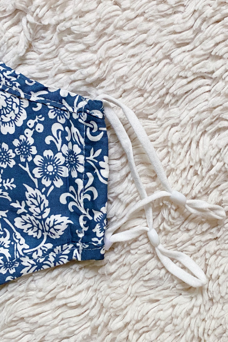 Floral Fabric Mask in Navy