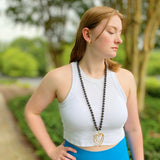 Double Heart Wooden Bead Necklace