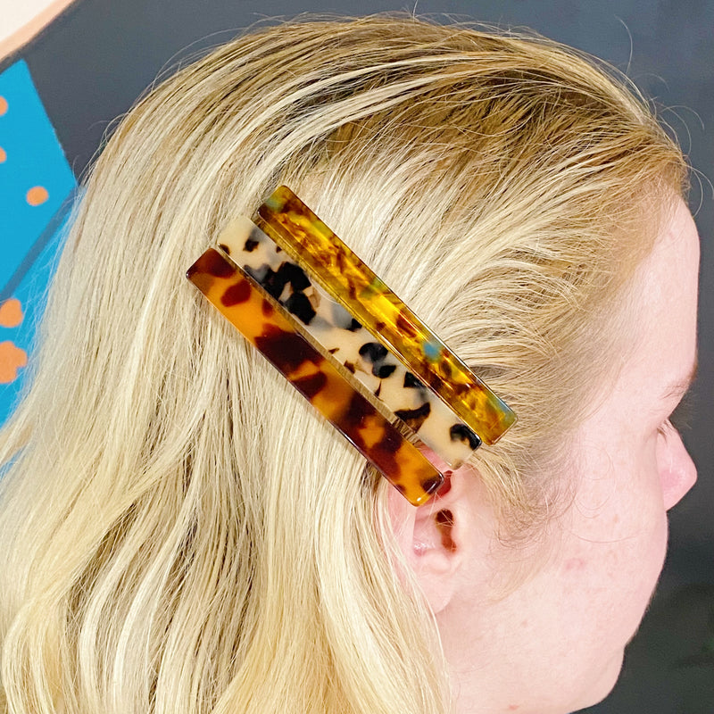 Slim Tortoise Hair Clip Set