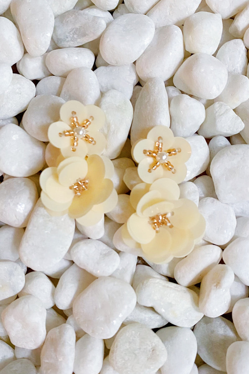 Sequin Double Bloom Flower Earrings