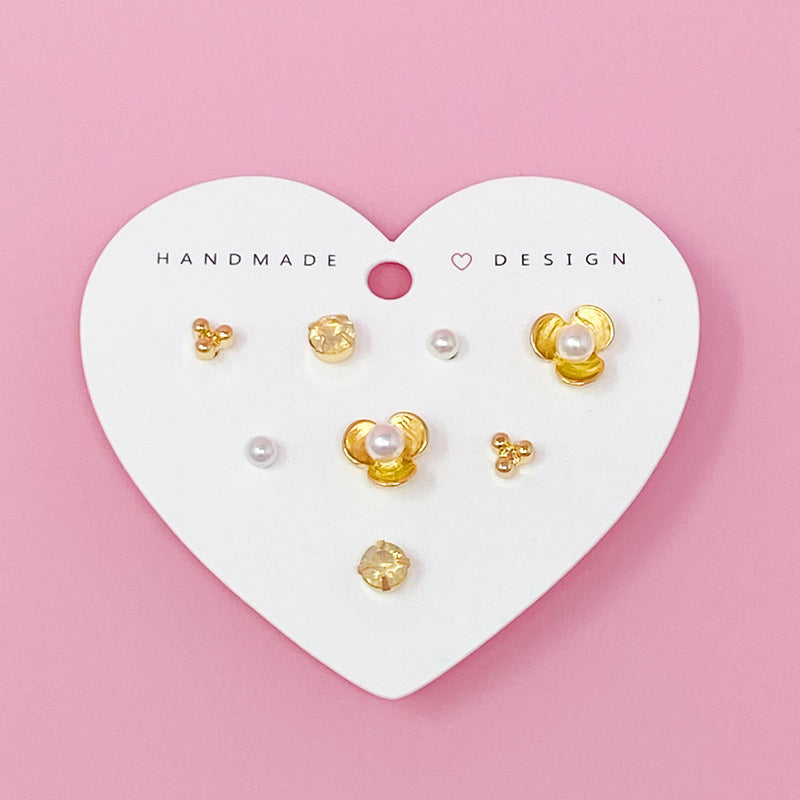 Blooming Heart Stud Earring Set Of 4
